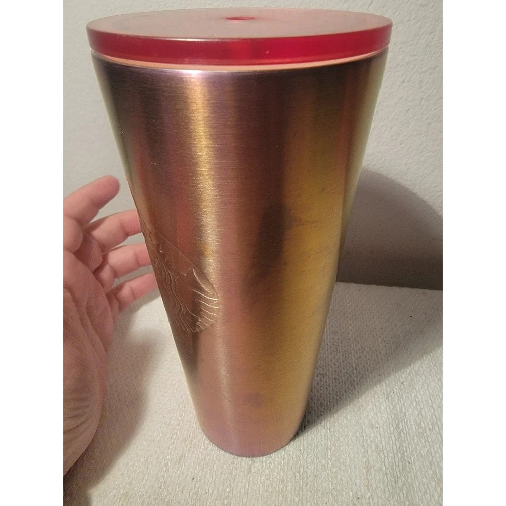 Starbucks‎ Stainless Steel Pink Halo cup tumbler 24oz 2022 No Straw EUC